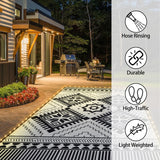 Outdoor Rug Mat with Led Strip Lights for Patio, 8x10ft Waterproof Reversible