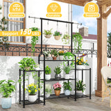 Simple Trending Plant Stand Indoor Outdoor, Metal 3 Tier Tall Hanging Plant Shelf for Multiple Flower Planter Large Heavy Duty Ladder Plant Holder for Garden, Black