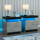 Nightstand Set of 2 LED Nightstand with 2 Drawers, Bedside Table with Drawers