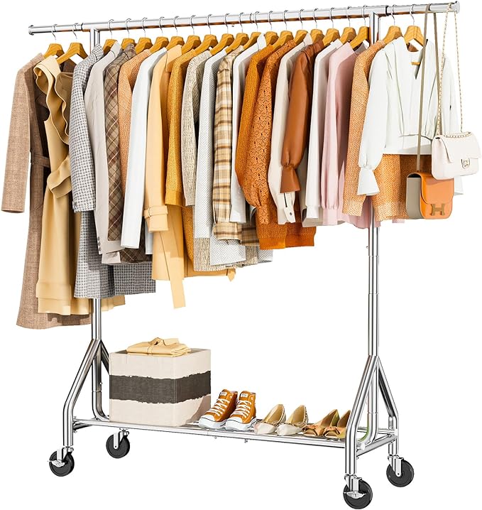 Duty Clothes Rack Load 450 LBS, Metal Garment Rack