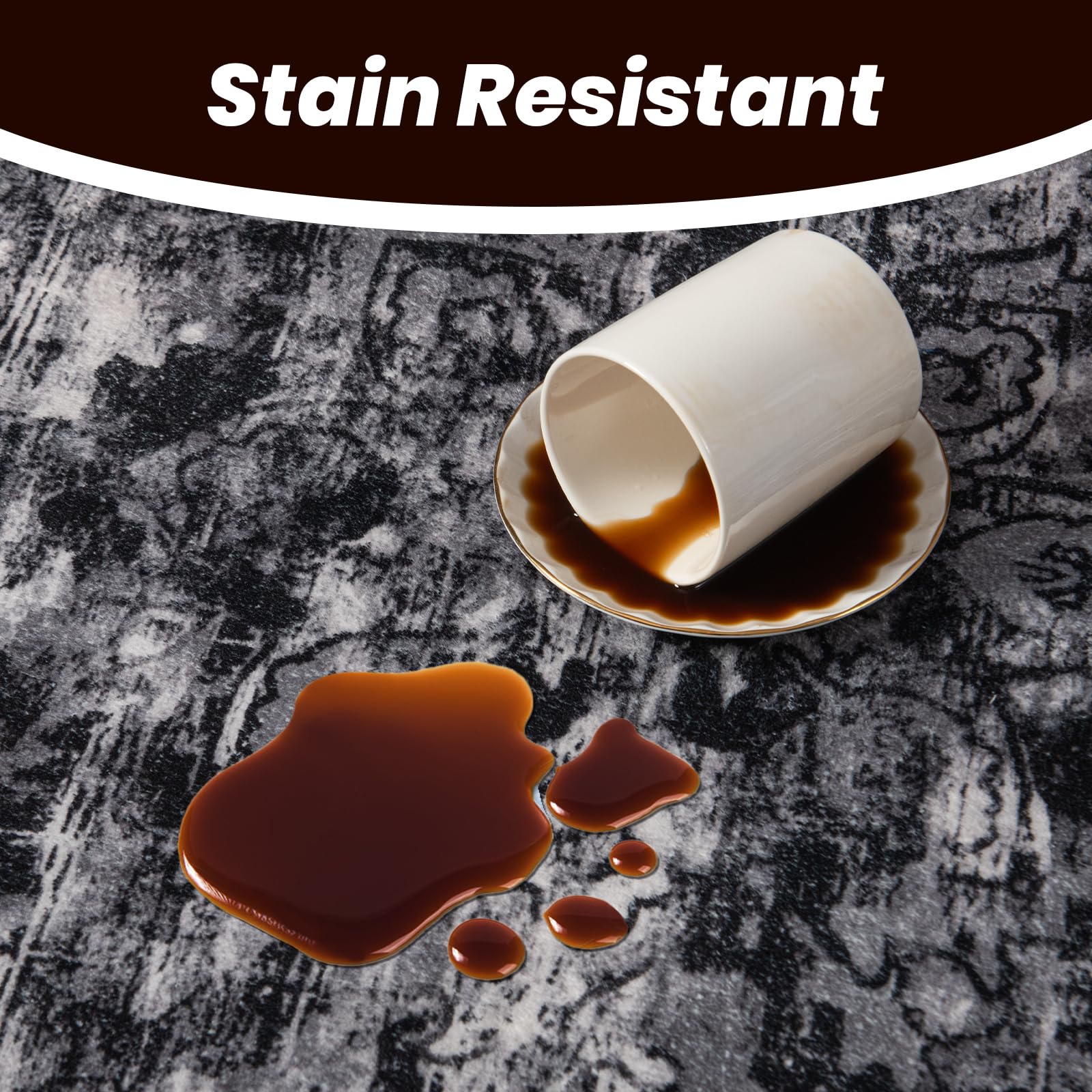 CRYPTOLITE Rugs for Living Room, 9x12 Large Area Rugs Ultra Soft Washable, Vintage Boho Faux Wool Carpet for Dining Room, Bedroom, Office, Home Decor (Black)