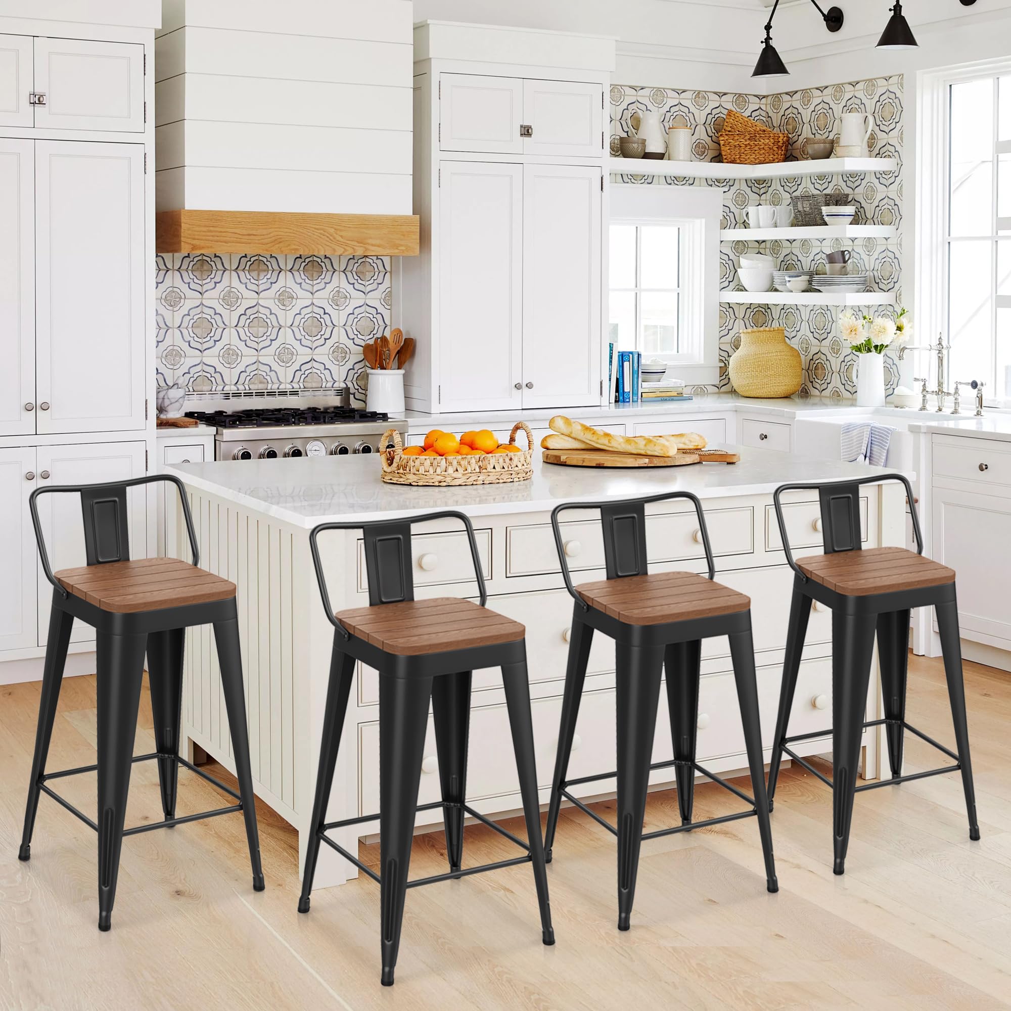 Home 30" Outdoor Barstools Patio Stool Metal Bar Stools Set