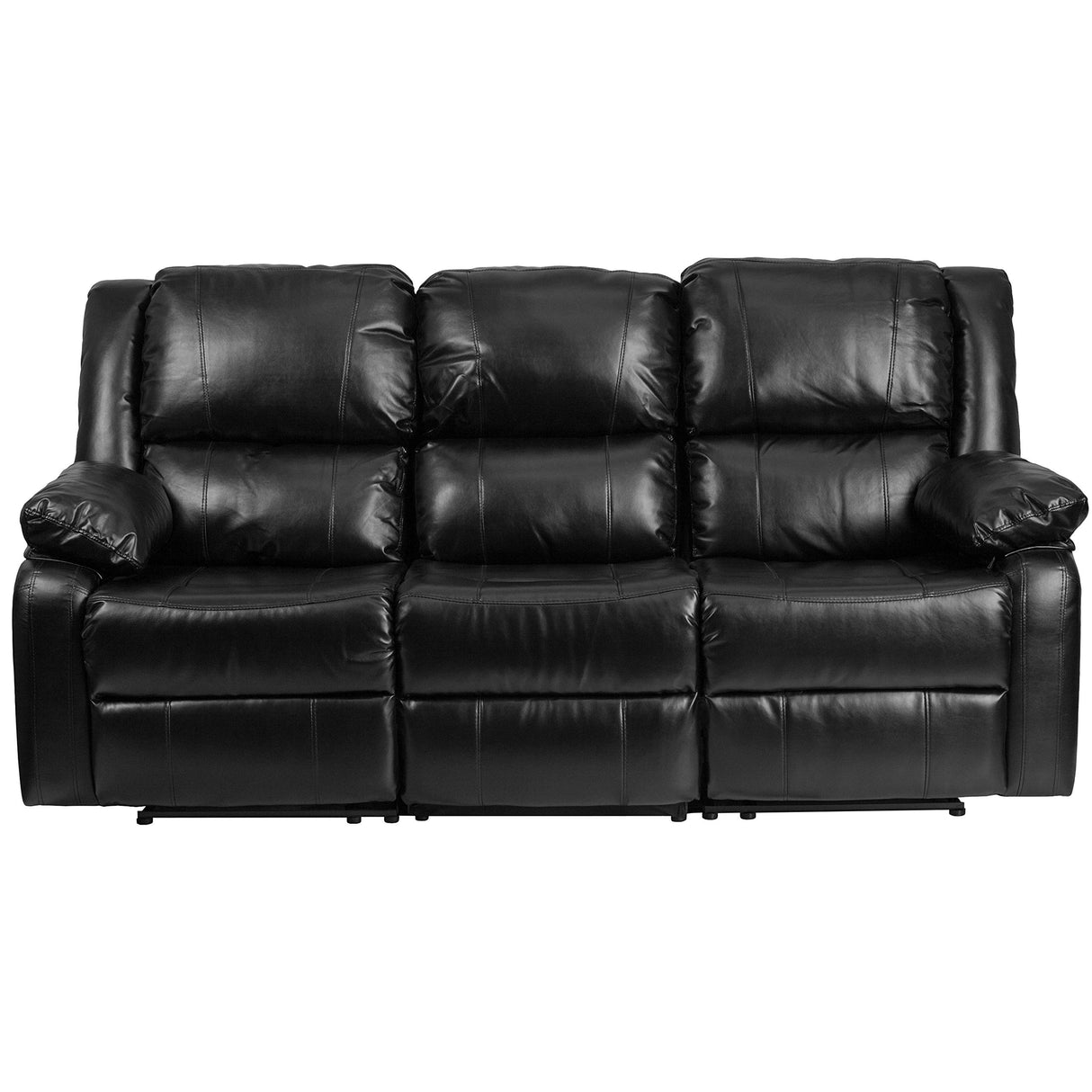 Series Black LeatherSoft Sofa with Two Built-In Recliners