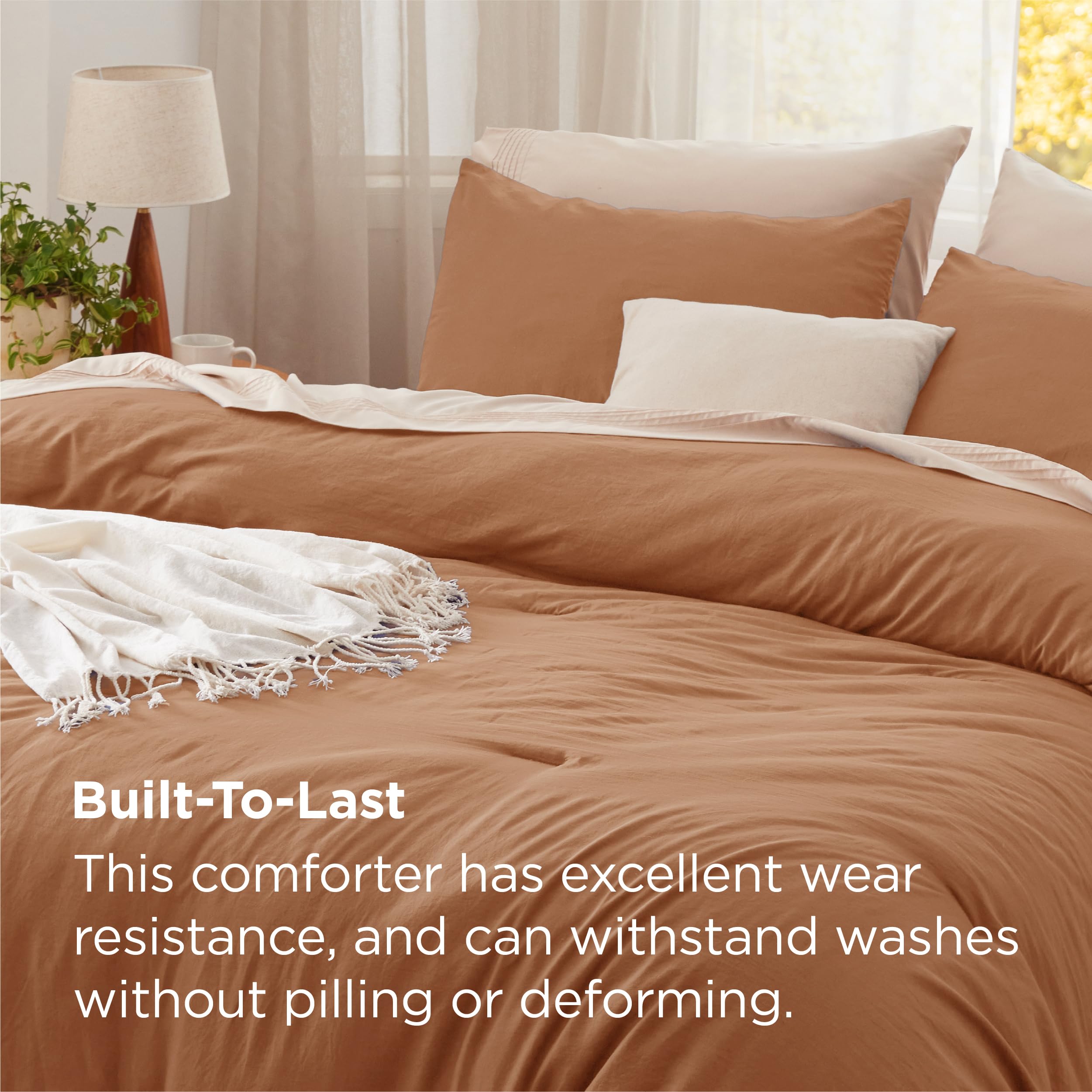 King Size Comforter Set - Pumpkin Orange Prewashed Bedding 3 Piece