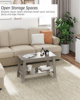 Coffee Table with Storage Shelf, 2-Tier Coffee Tables for Living Room