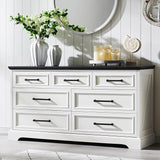 7 Drawer Dresser, 52" Farmhouse Chest of Drawers for Bedroom