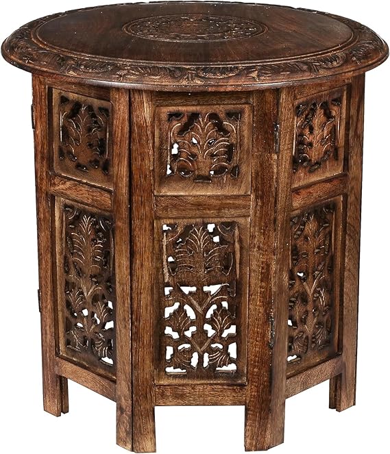 Side Table, Small Table, Side Tables Living Room, Round Side Table, Altar Table, Carved