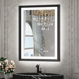 Black LED Bathroom Mirror with Lights 24x36 Front & Back Light Vanity Framed Mirror