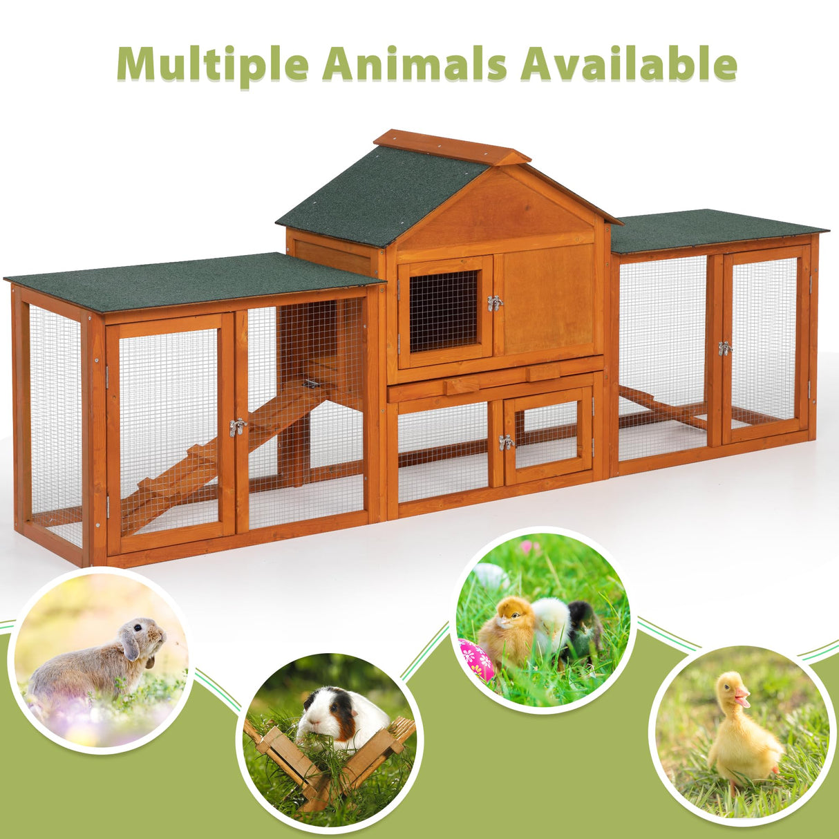 83” Extra Large Wooden Rabbit Hutch Outdoor Easy to Assemble and Durable