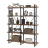 5-Tier Bookcase, Tall Freestanding Wooden Bookshelf Industrial Style with X Shape Metal Frame