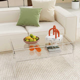 Clear Acrylic Coffee Table with Storage Shelf, 31.5" L x 15" W x 15.7'' H