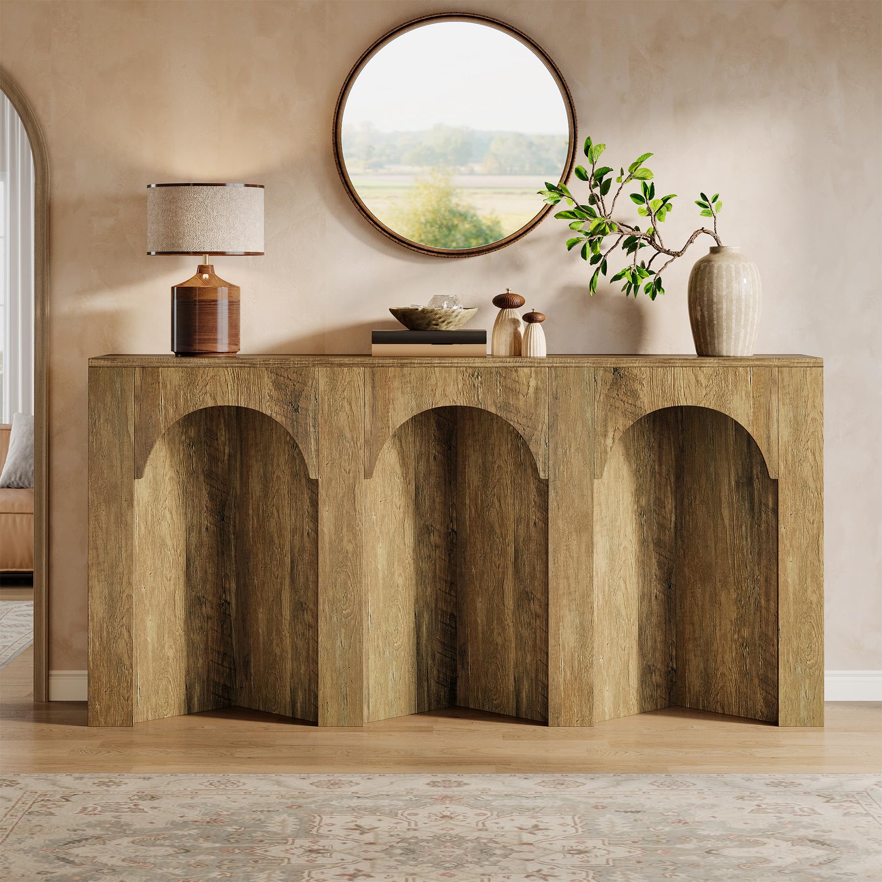 63-Inch Long Sofa Console Table, Farmhouse Narrow Entryway Table for Hallway