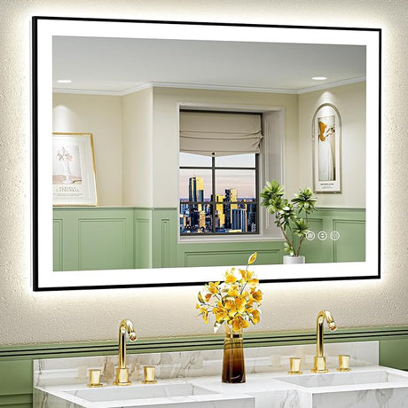 48x36 LED Mirror for Bathroom with Front and Backlit, Anti-Fog Lighted Vanity Mirror,