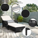 LUARANE Patio Wicker Chaise Lounge, Outdoor Rattan Leisure Recliner, Included Thick Cushion and Removable Lumbar Pillow, 6-Position Adjustable Backrest Suitable for Lawn, Beach, Balcony