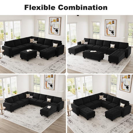 Oversized Modular Sectional Sofa U Shaped Sofa with Storage Ottoman