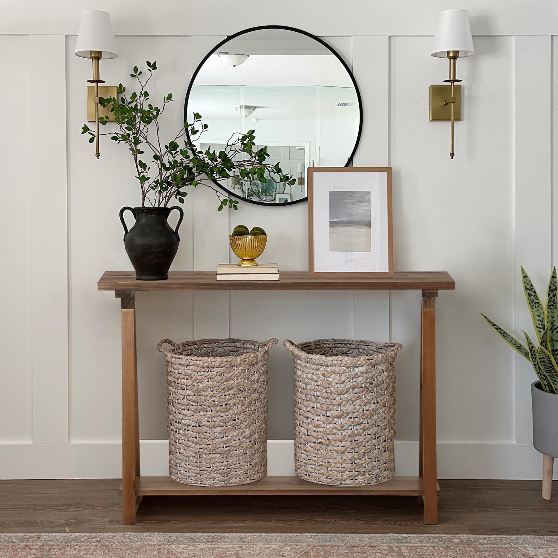 43.3" Solid Pinewood Console Table - Farmhouse Rustic Entryway Hallway Sofa Table