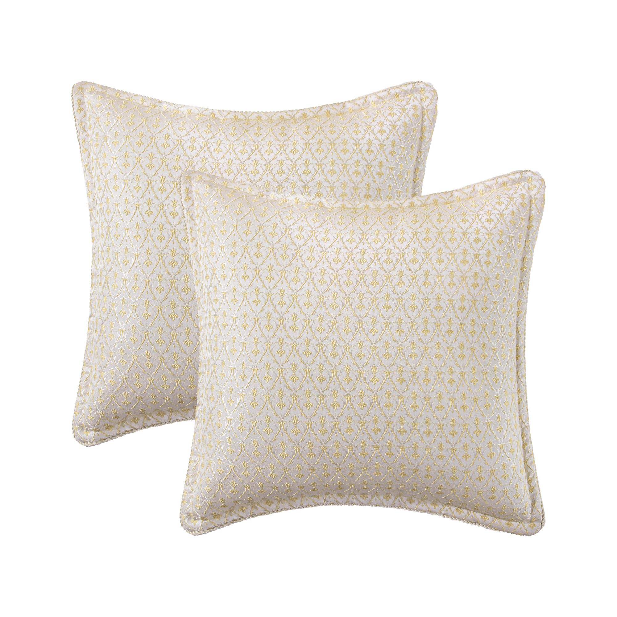 9-Piece Damask Floral Comforter Set - Queen Size Jacquard Bedding with Bed Skirt & Shams