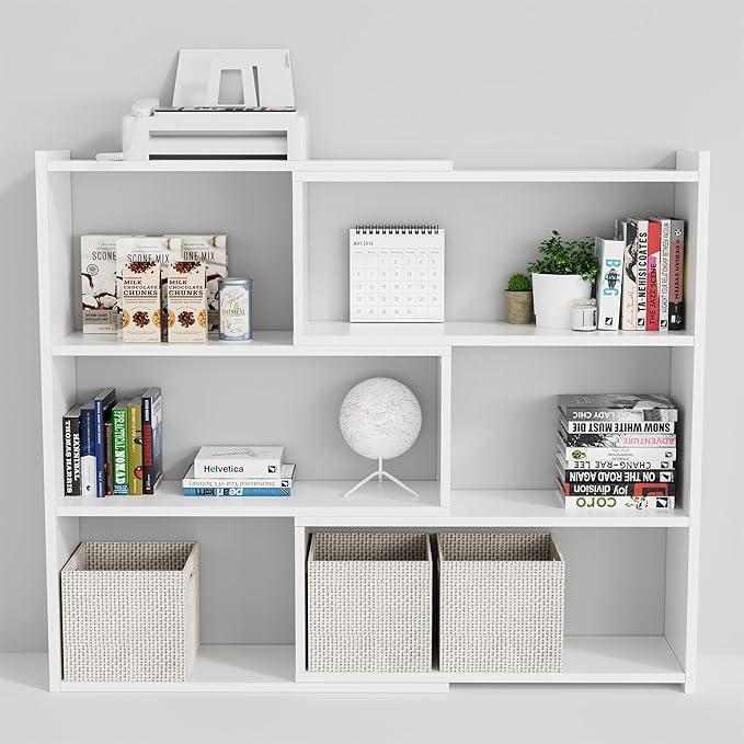 Tier Shelving Unit, Expandable 30-55 inch Wide, Large Corner Bookcase, Freestanding Book Storage Shelves for Home and Commercial Use, Black