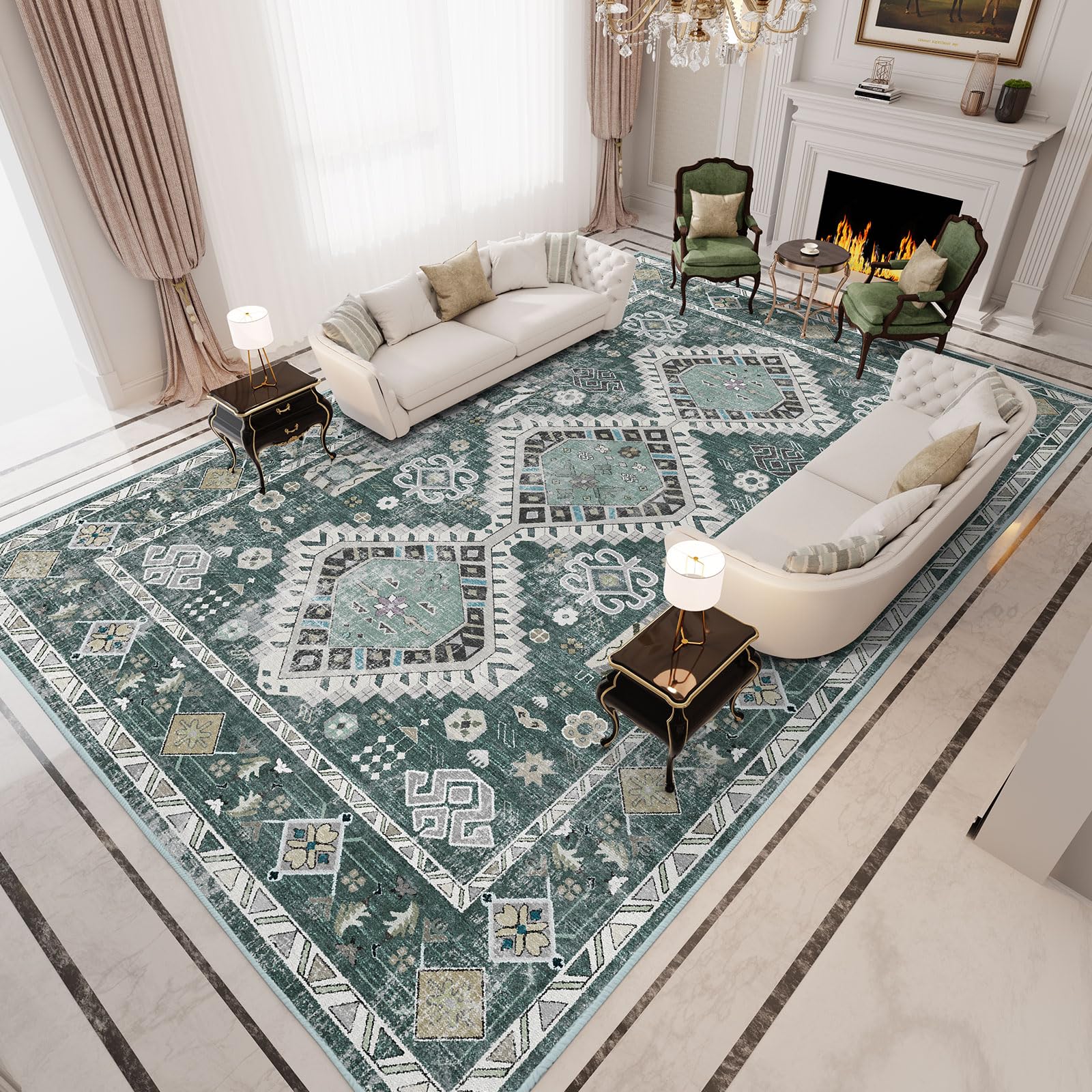 Washable Rugs Area Rugs - 5x7 Washable Area Rugs for Living Room Bedroom Dining Room Kitchen Non-Slip Rugs,