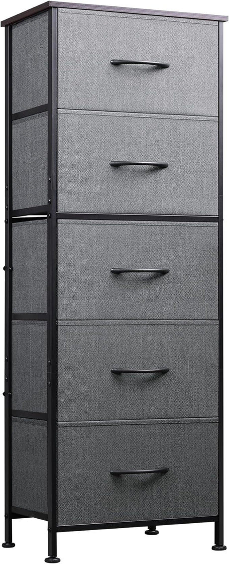 Fabric Dresser, 5-Drawer Tall Dresser for Bedroom, Storage Dresser Organizer