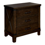 FOA Andrew 2pc Dark Walnut Solid Wood Bedroom Set - King + Nightstand