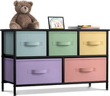 Kids Dresser with 5 Drawers - Storage Chest Organizer Unit with Steel Frame