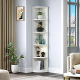 5-Tier Corner Shelf, 70.8" Tall Modern Free Standing Corner Bookshelf, 5 Shelf Display Corner Bookcase and Bookshelves,Wooden Open Storage Book Shelves for Living Room, Home Office, White