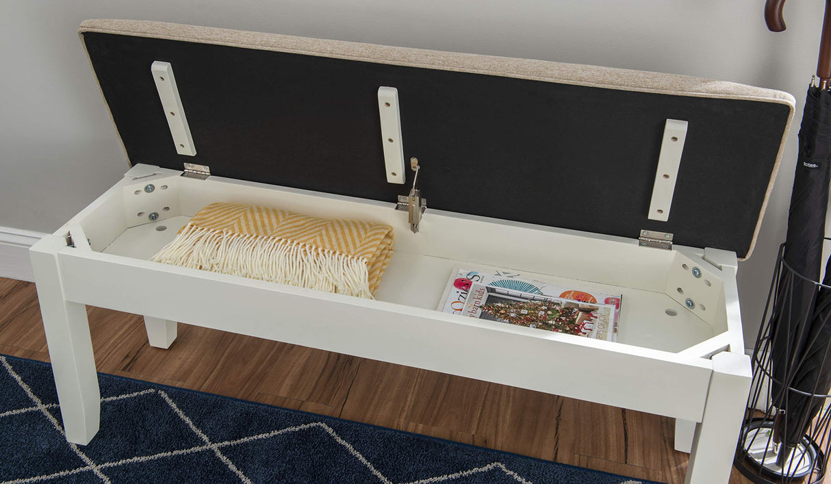 Company Jane White and Beige Dining Storage Compartment by Powell Bench