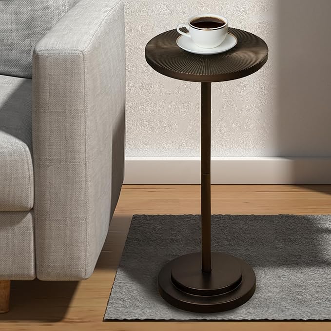 Drink Table, Carved Table Top Martini Table, Small Side Table