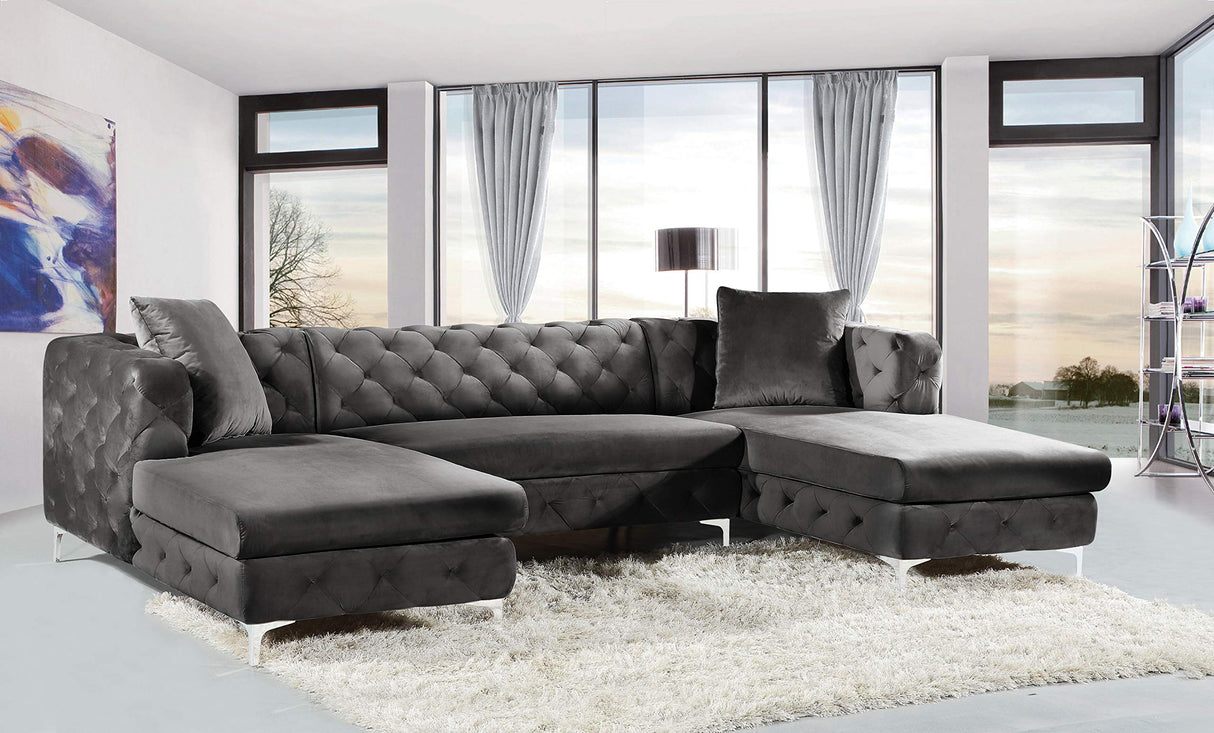 Gail Collection Modern | Contemporary Velvet Upholstered 3 Piece Sectional