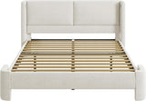 Upholstered Bed Frames with Headboard, Cloud Bed Frame No Box Spring Needed, Cream