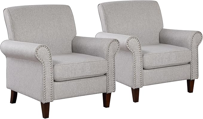 Upholstered Living Room Chair - Large Comfy Fabric Accent Chair Single Sofa