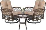 Swivel Patio Chairs, Outdoor Rocker Table and Chairs 3 Piece Bistro Set 360° Rattan Wicker