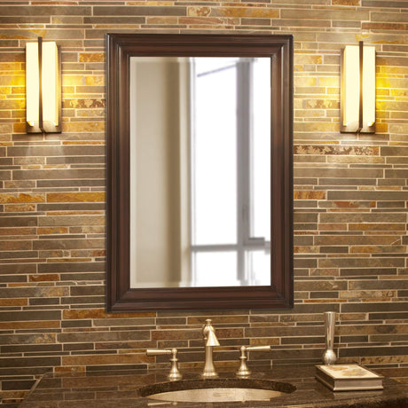 George Rectangular Chocolate Brown Wall Mirror, Rectangle Hanging Wood Framed Vanity