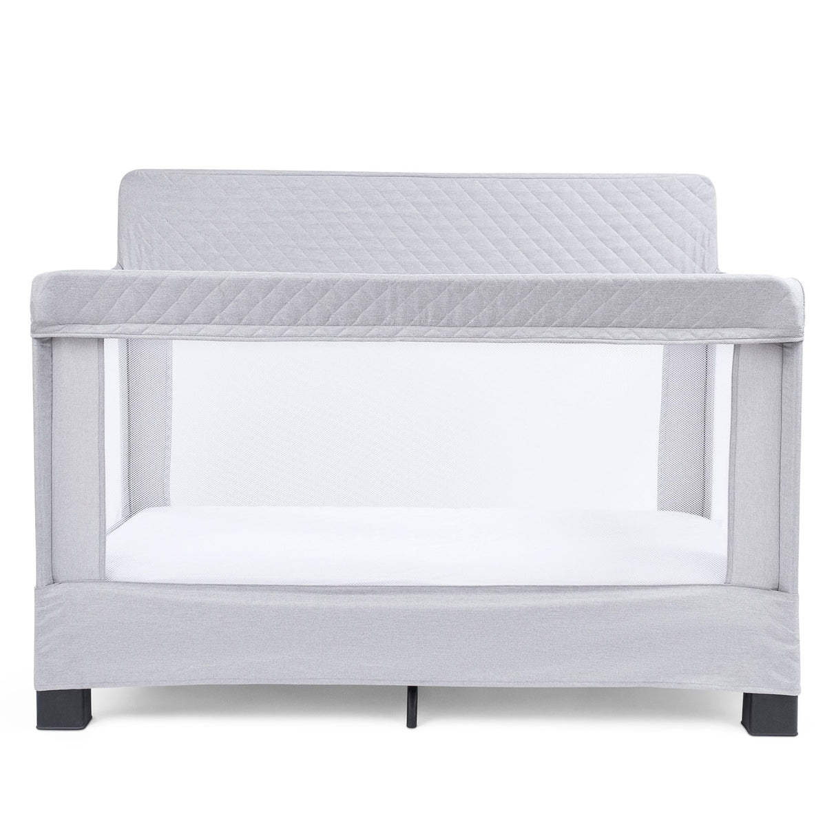 Horizon Full Size Crib, Breathable Mesh Walls, Tool-Free Assembly Baby Bed, Luxe Quilted