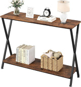 Small Entryway Table, Narrow Hallway Table, 2-Tier Industrial Display Table