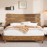 AMERLIFE Queen Size Solid Wood Platform Bed Frame with Wooden Headboard,