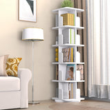 White Rotating Bookshelf, 360 Display 5 Tier Rotating Bookshelf Tower, Floor Standing