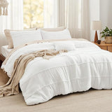Sage Green California King Comforter Set - 4 Pieces Pinch Pleated Bed Set