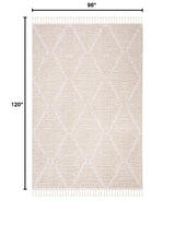 Marrakech 8x10 Area Rug - Beige Moroccan Boho Tribal Design with Tassels