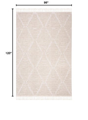 SAFAVIEH Area Rug 8x10 - Marrakech Collection - Large - Beige, Moroccan Boho Tribal Tassel Design, Non-Shedding & Easy Cleaning, Ideal for Living Room, Bedroom, Office, Dining Space (MRK517C)