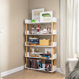 5-Tier Wooden Open Bookshelf, Morden Display Shelf with Free Standing Storage Rack, Multifunctional Bookcase for Home and Office, Living Room, Bedroom, Library (White, 5-Tier)