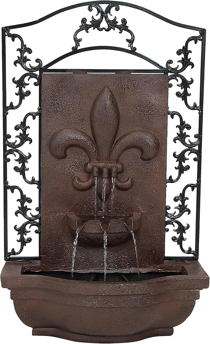 Lily 33-Inch Polystone Outdoor Wall Water Fountain - Electric Submersible Pump