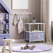 Storage Nightstand - Kids Bedside Furniture End Table Night Stand with Steel Frame Wood