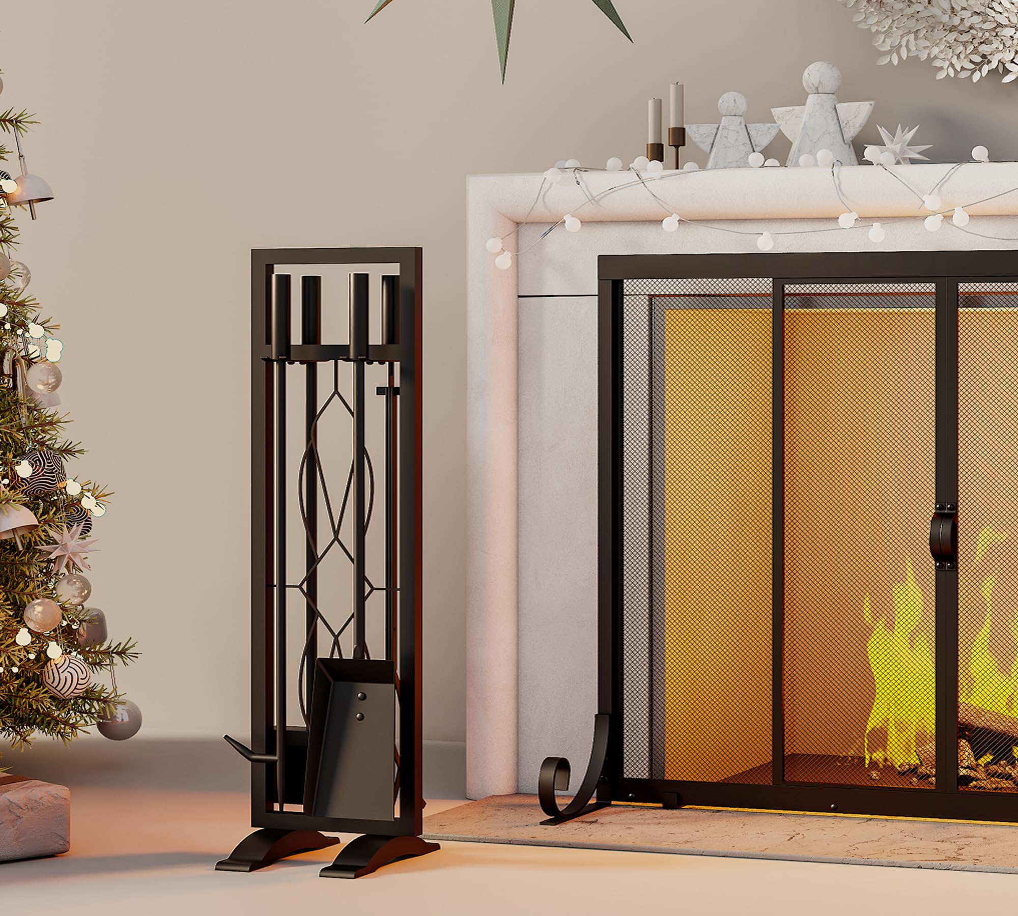 Fireplace Tools Set 5 Pieces Fireside Accessories Fire Kit Stand Woodstove Tools