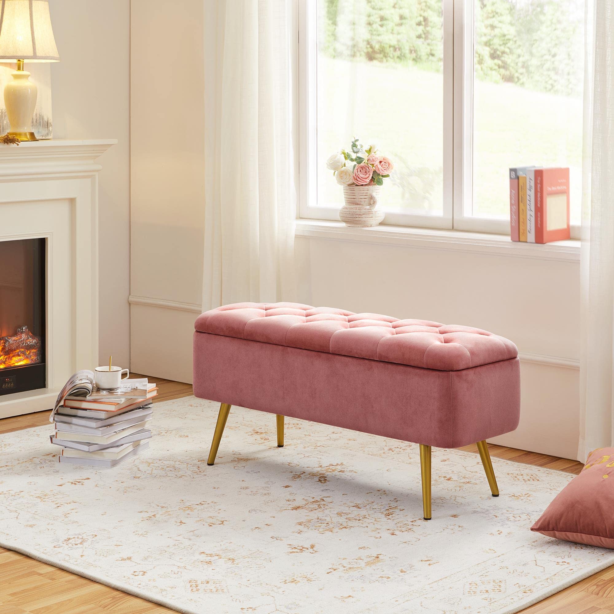 Modern Ottoman Footstool Bench with Storage Bench