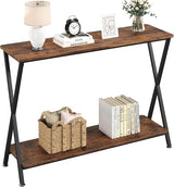 Console Table, Sofa Tables Narrow Entryway Table with Storage Shelf and Metal Frame,