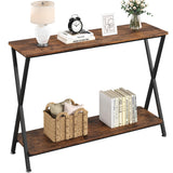 Console Table, Sofa Tables Narrow Entryway Table with Storage Shelf and Metal Frame,