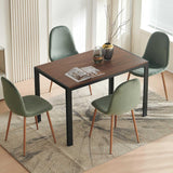 47" Dining Table, 4-Person Indoor Walnut Wood Grain Effect Table with Metal Legs