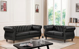 Chesterfield-Inspired 77" Faux Leather Sofa with Elegant Design, Gourd Legs, and Sustainable Pleather Upholstery,